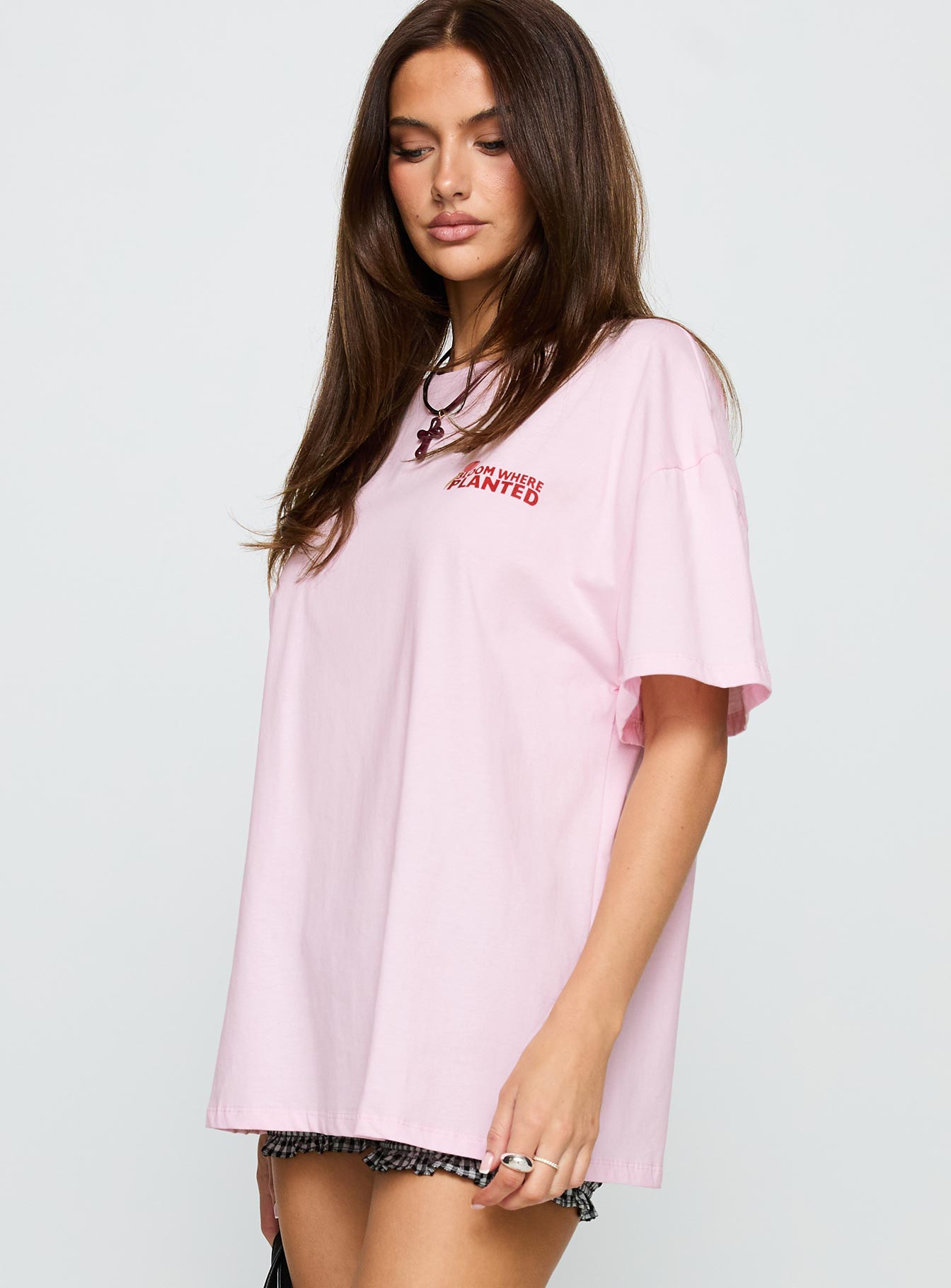Flower Chart Oversized Tee Pink