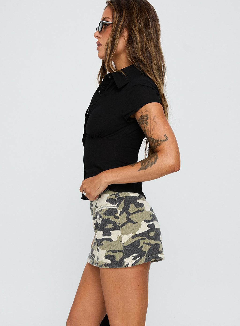 Voltage Denim Mini Skirt Camouflage