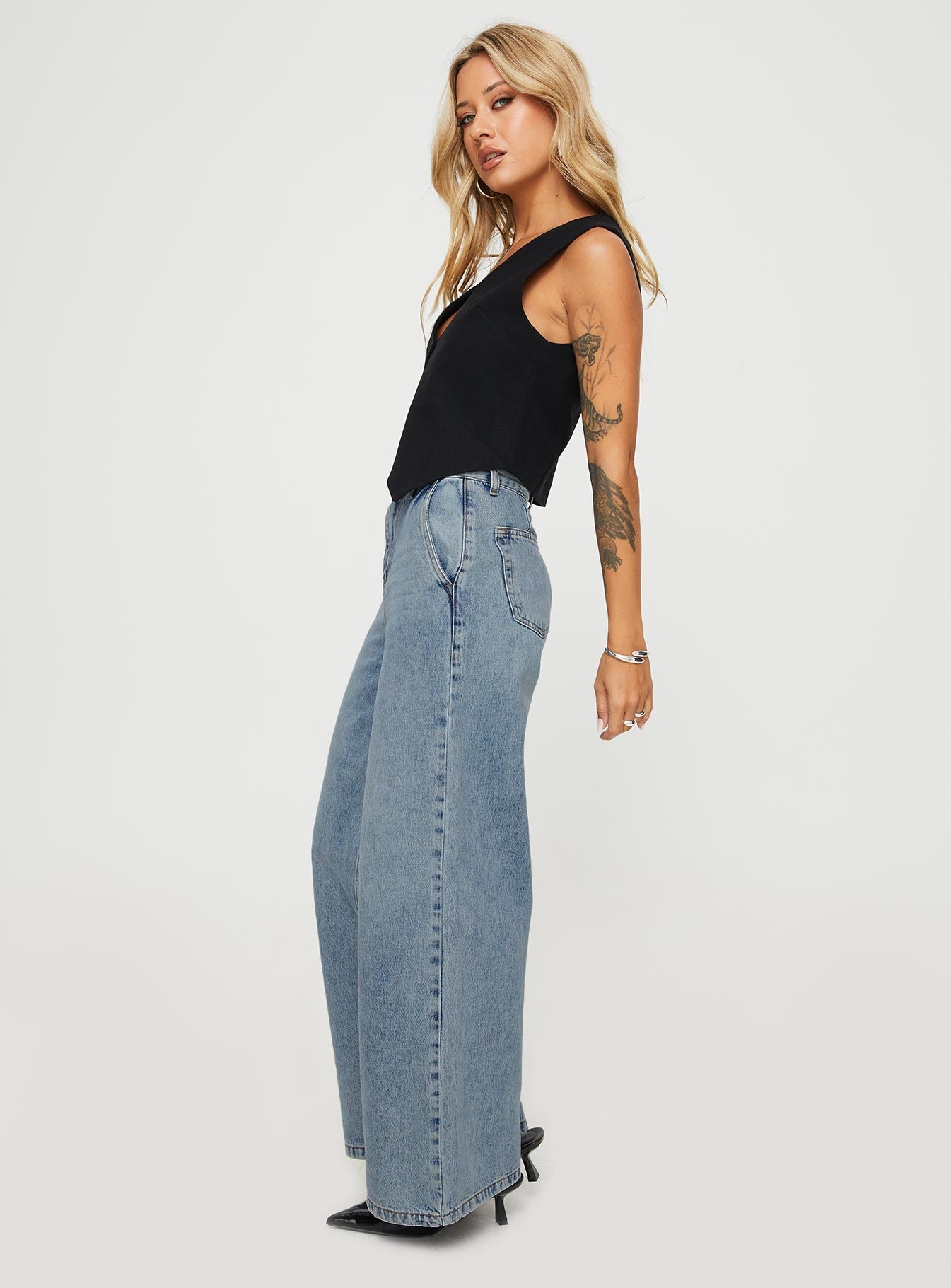 Jewelz High Rise Wide Leg Jeans Light Wash