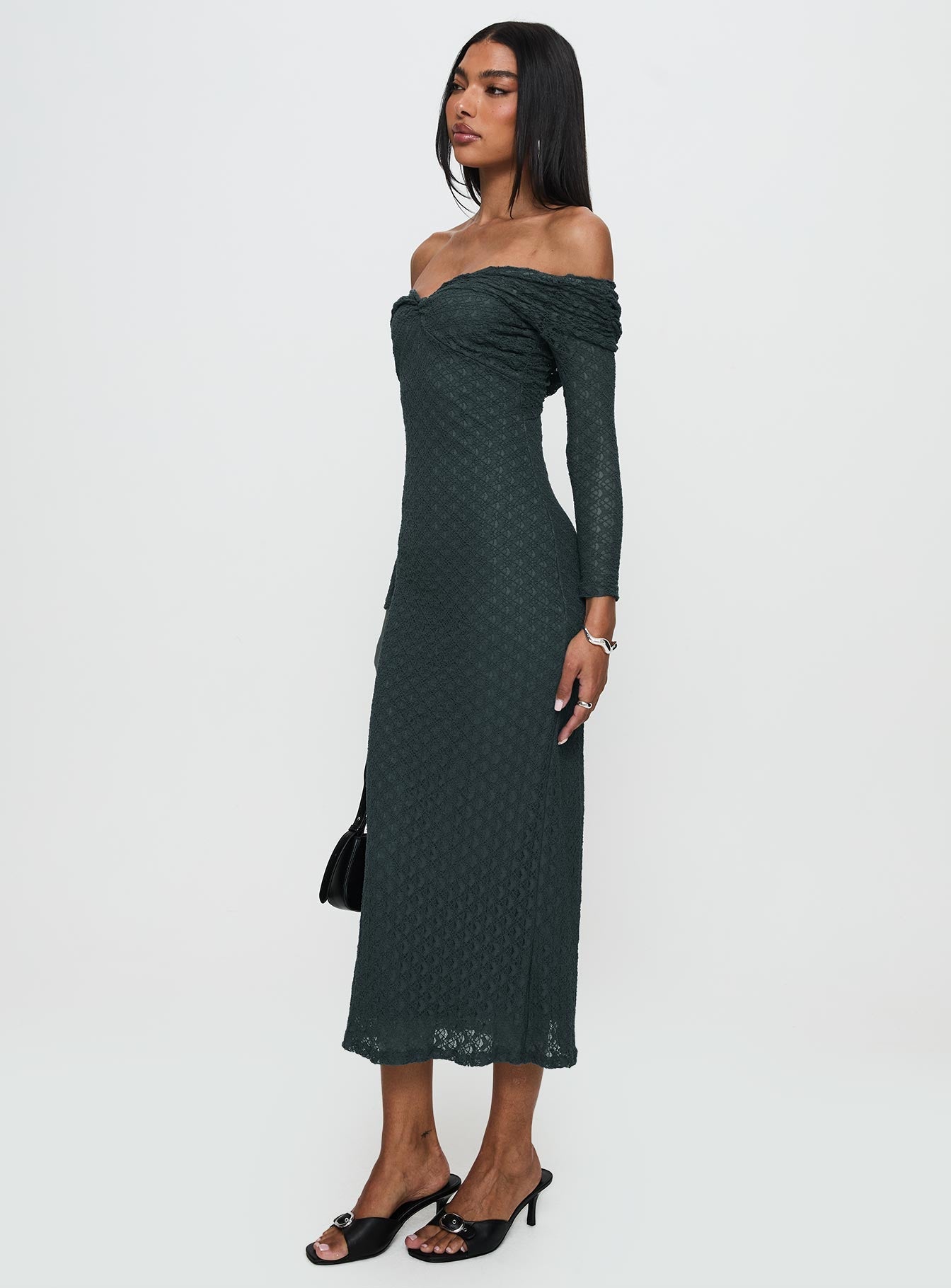 Elexis Off The Shoulder Maxi Dress Blue