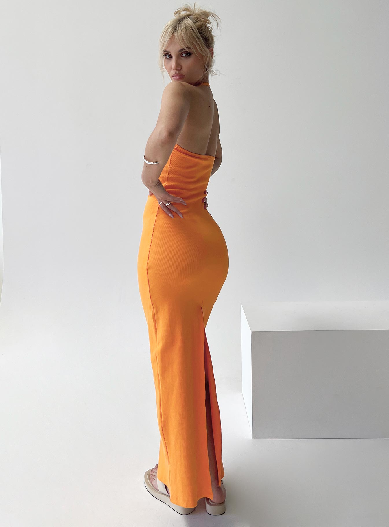 Karyssa Rib Maxi Dress Orange
