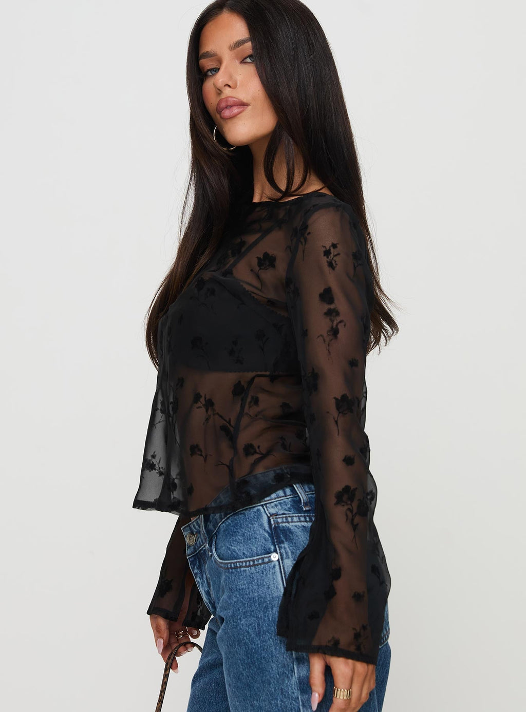 Broken Clocks Long Sleeve Top Black