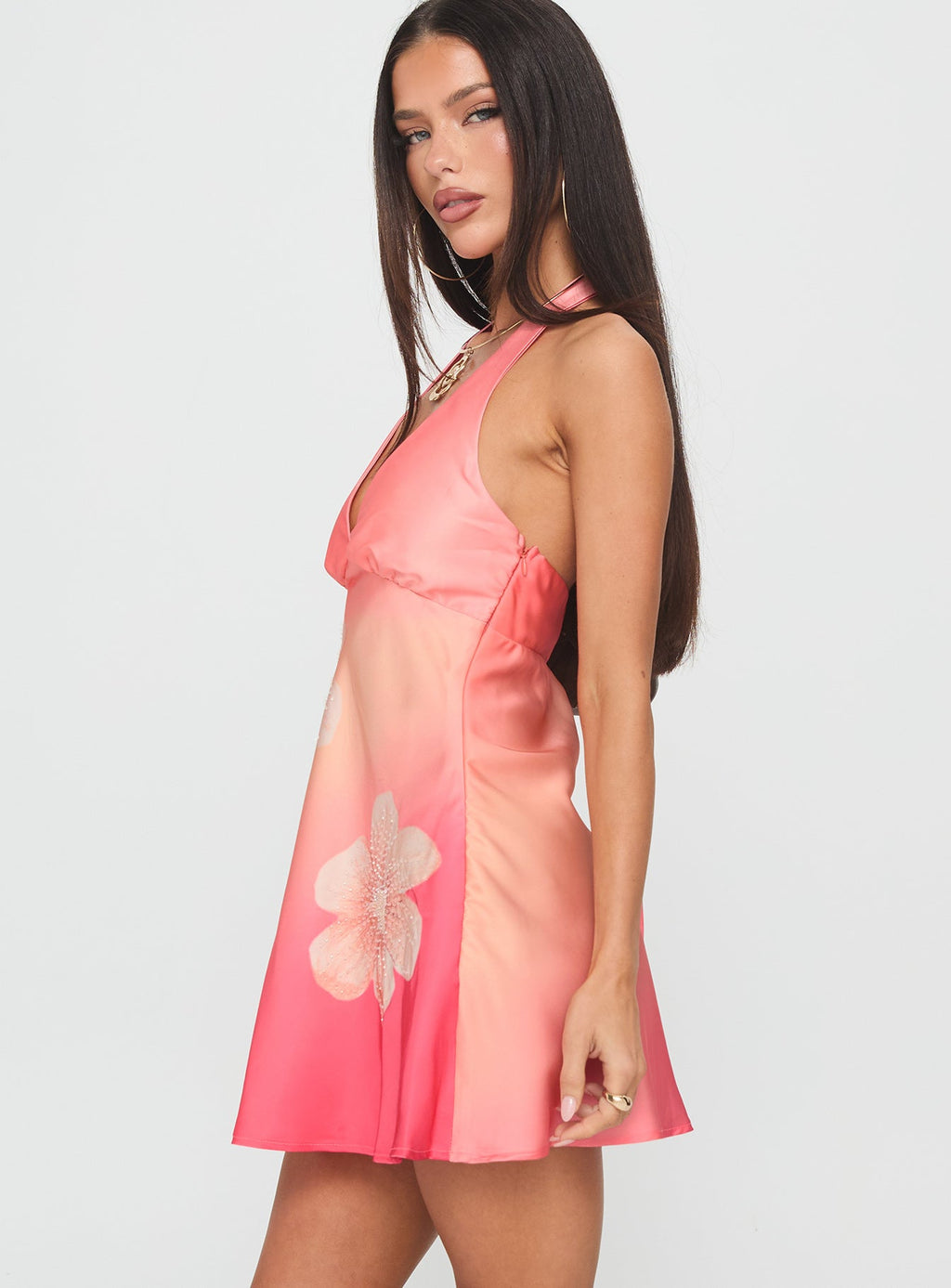 Laleisa Beaded Halter Mini Dress Multi