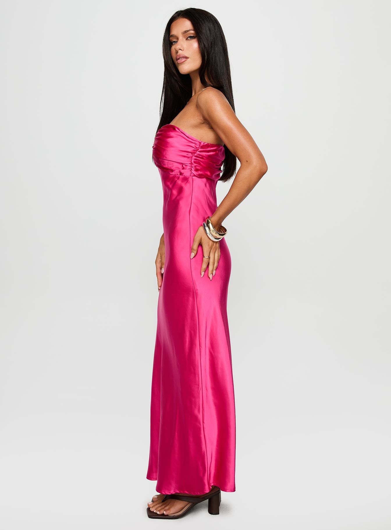 Cyprian Strapless Maxi Dress Hot Pink