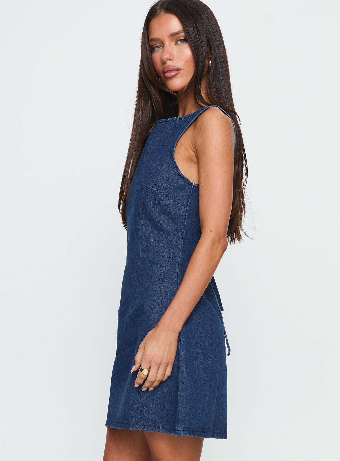 Alfalfa Denim Mini Dress Mid Wash