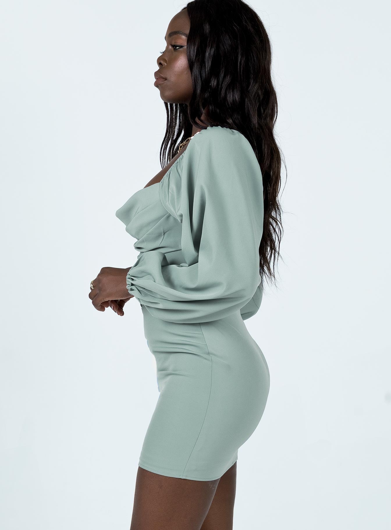 Lillie Long Sleeve Mini Dress Sage