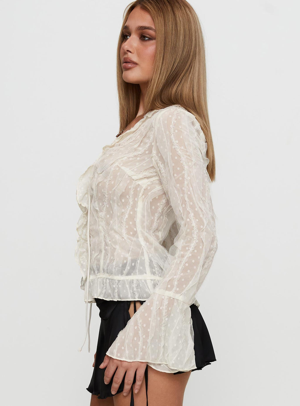 Sainz Frill Long Sleeve Top Cream
