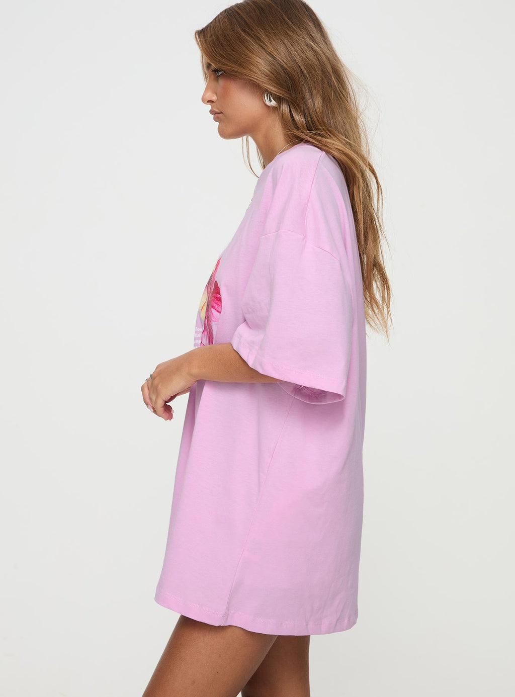 Hibiscus Haven Oversized Tee Pink