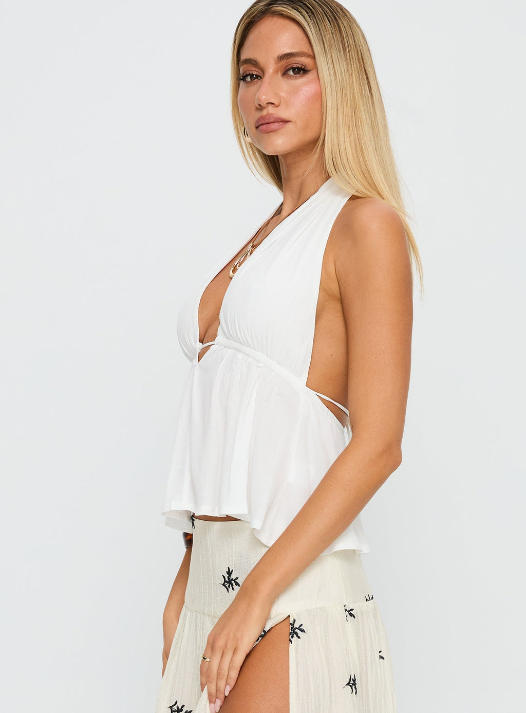 Saddler Halter Top White