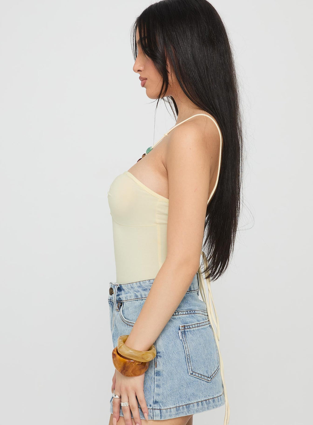 Kianu Beaded Bodysuit Lemon