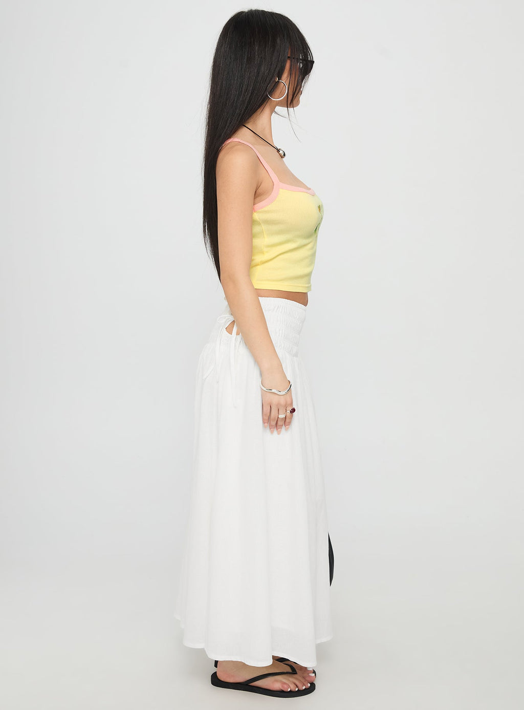 Vence Ruched Maxi Skirt White