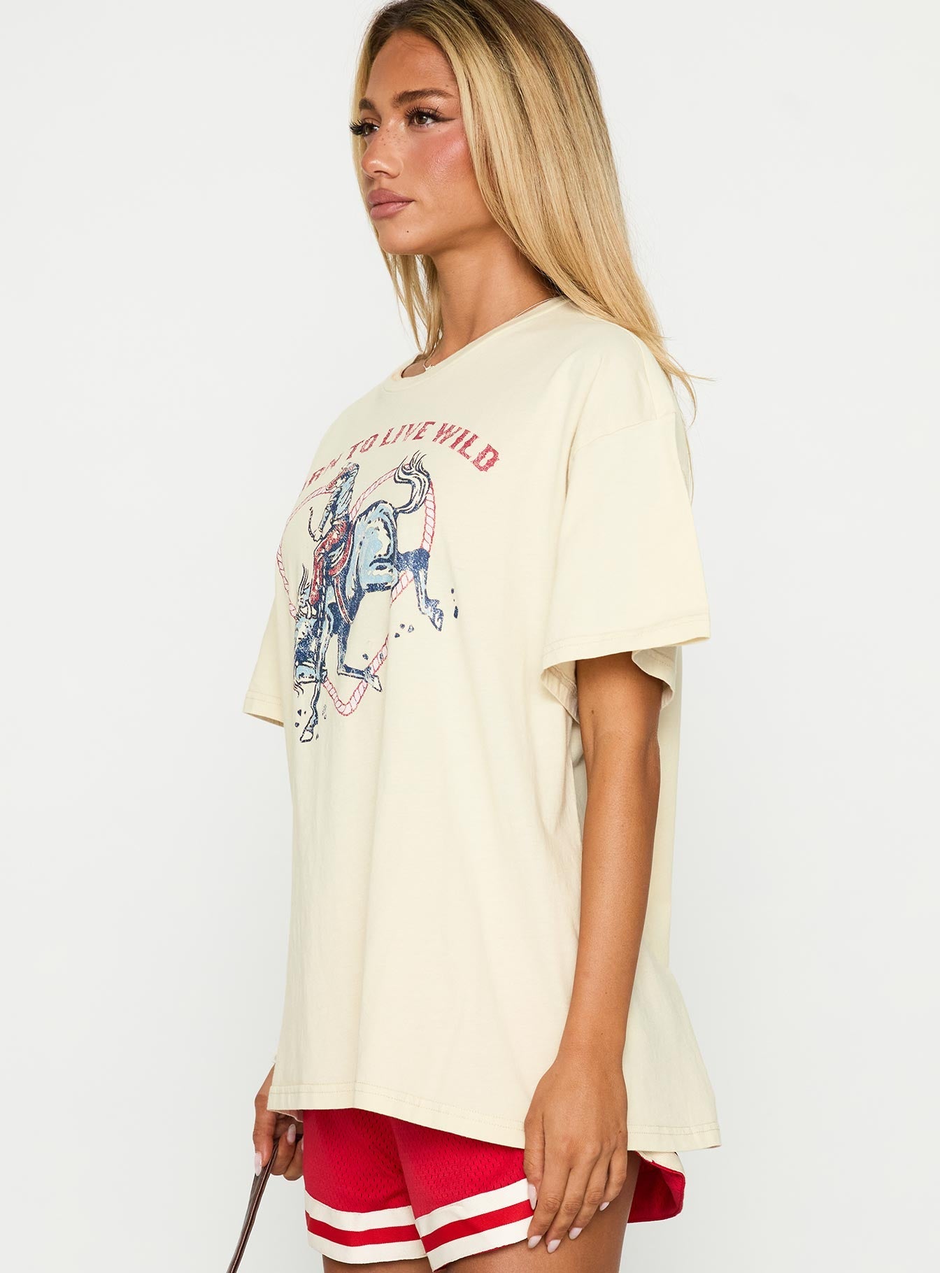Born To Live Wild Graphic Top White