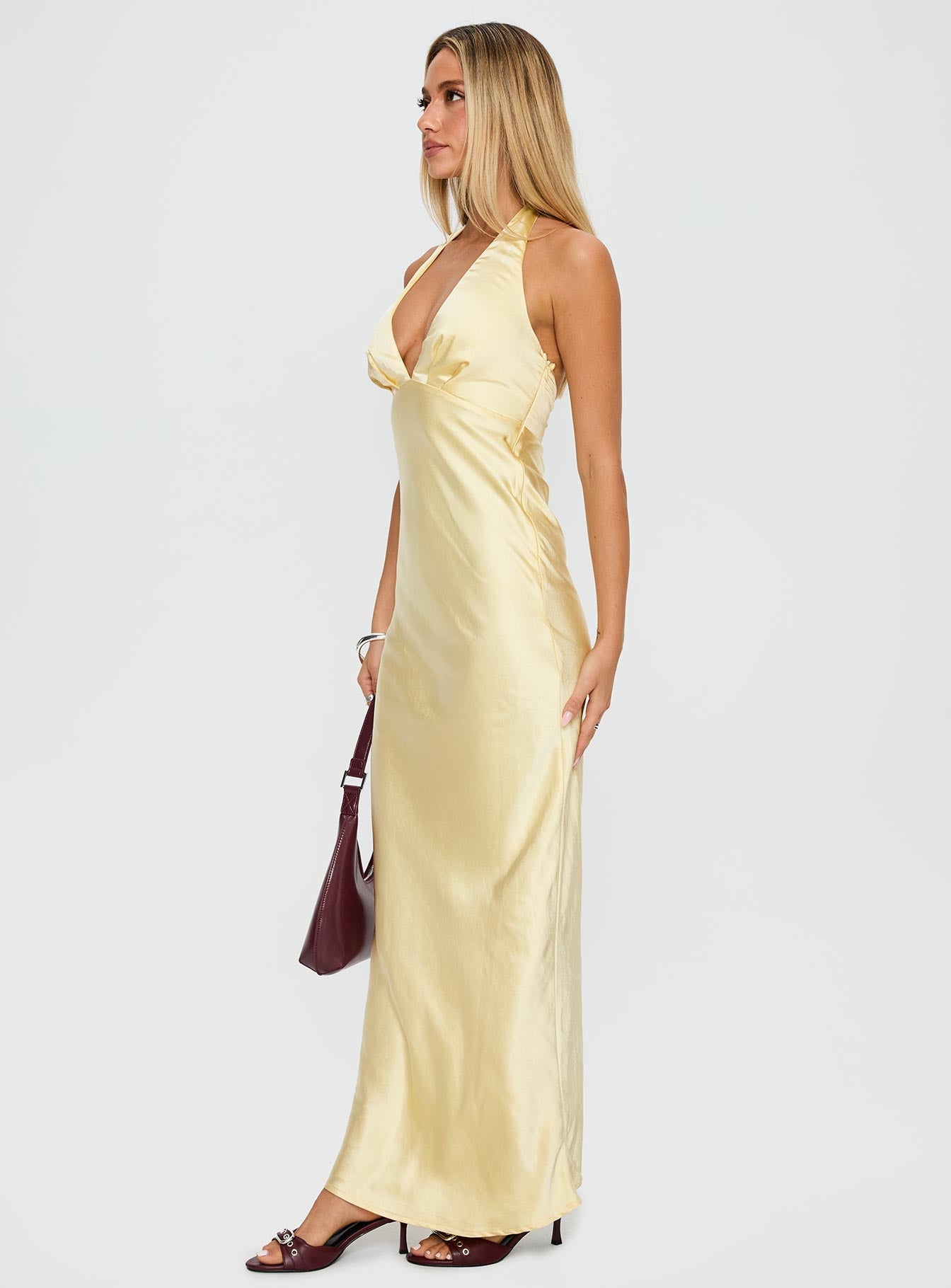 Good For You Halter Maxi Dress Lemon