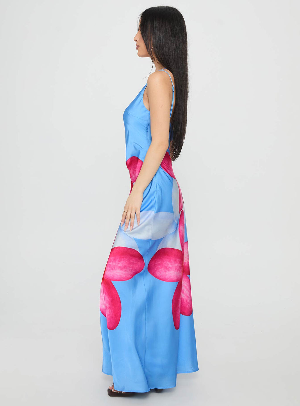 Meilana One Shoulder Maxi Dress Blue Floral