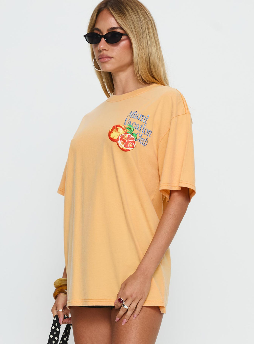 Miami Vacation Club Oversized Graphic Top Orange