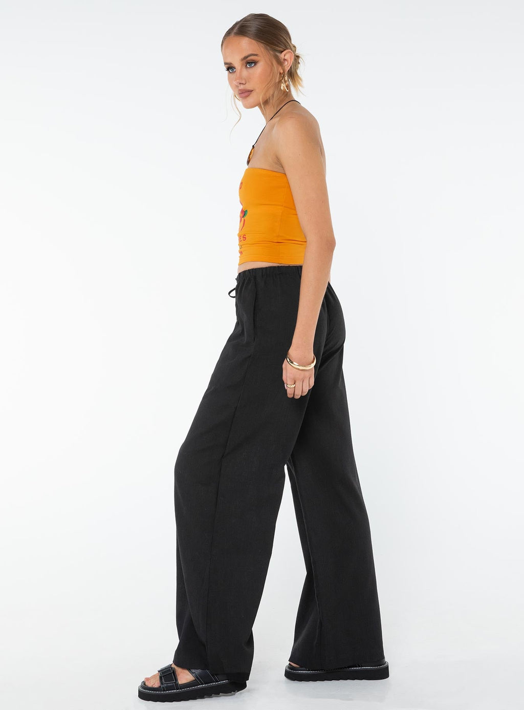 Ogilvie Linen Blend Pants Black