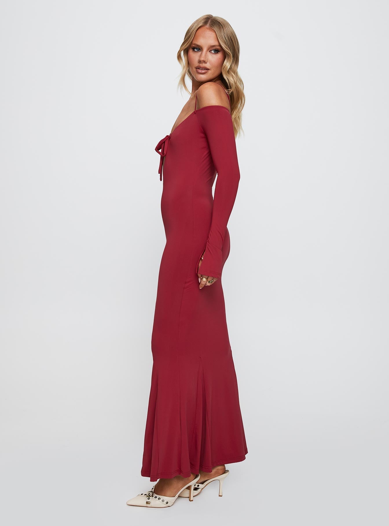 Lucillea Long Sleeve Maxi Dress Red