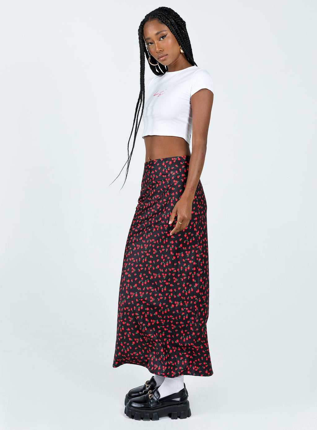 Jodie Maxi Skirt Black Floral