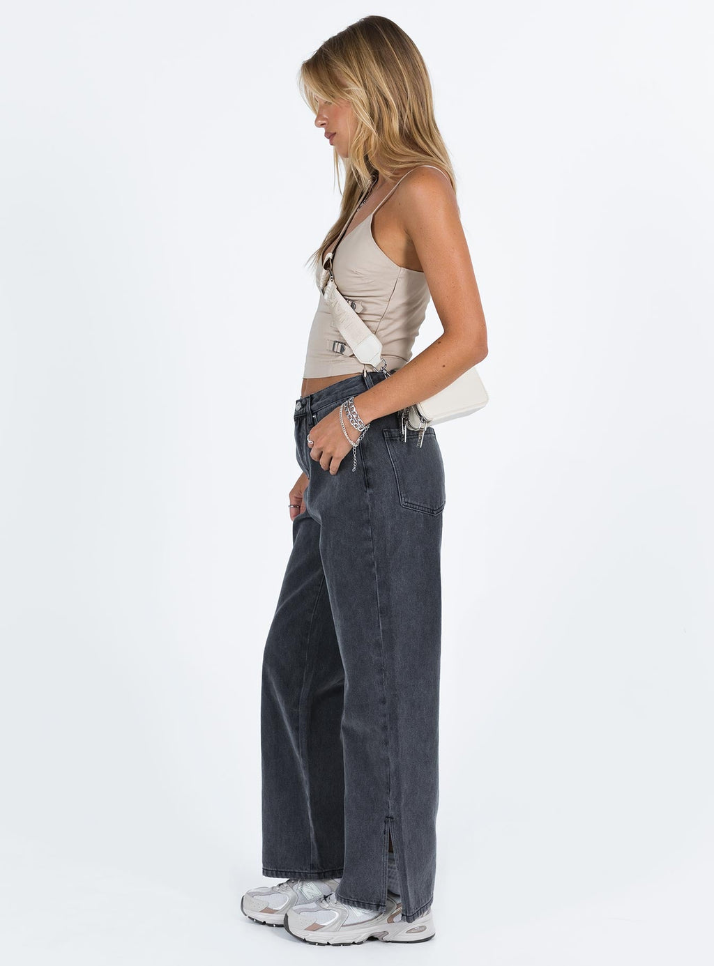 Riri Wide Leg Jeans Washed Black