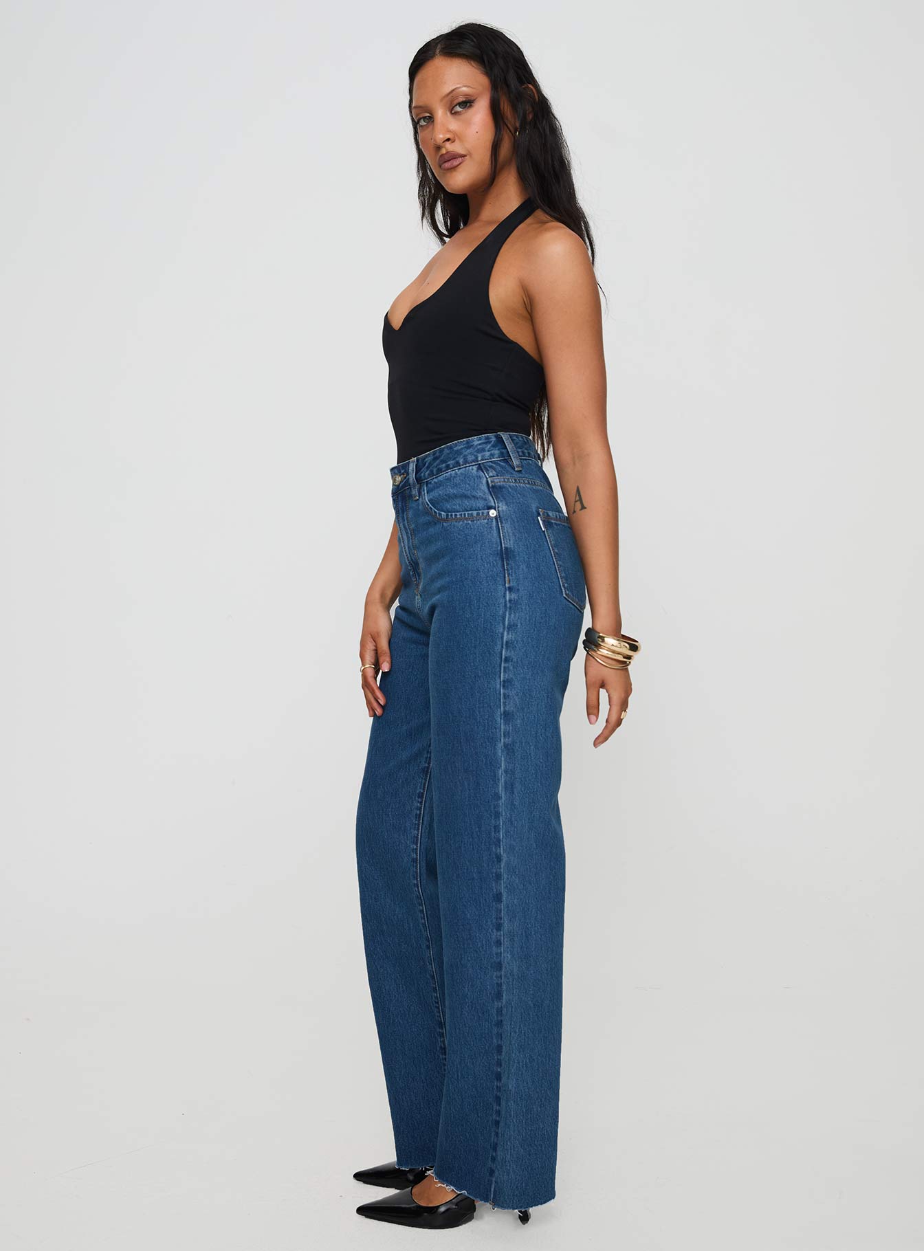 Kalinda High Rise Straight Leg Jeans Mid Blue