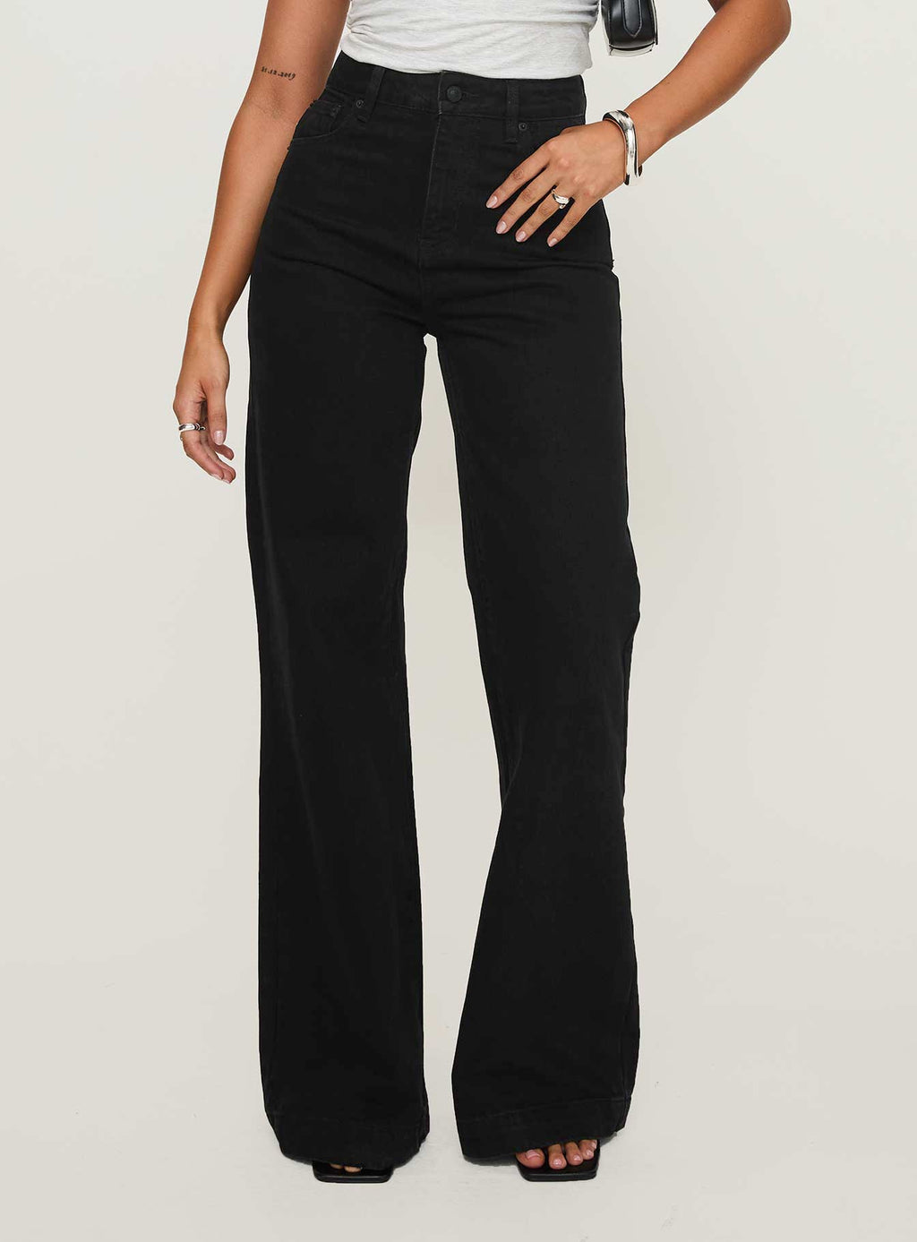Goldie High Rise Wide Leg Jeans True Black
