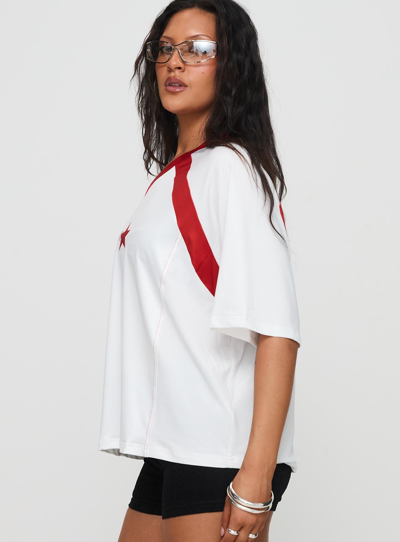 One Star Top White / Red