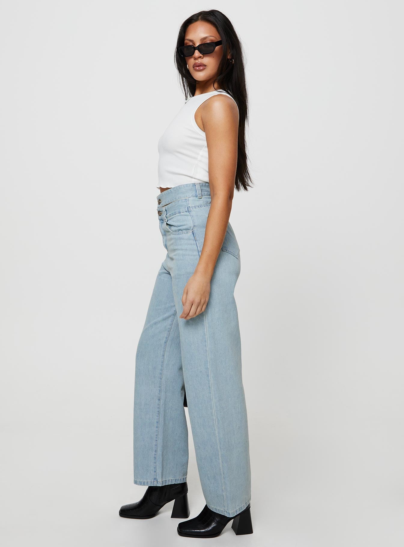 Bansley Double Waistband Jeans Light Denim