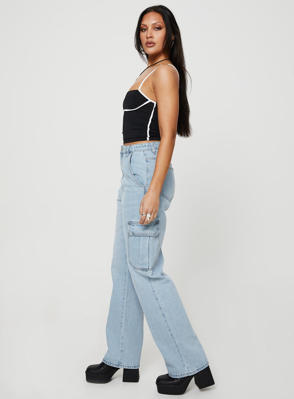 Belgrove Cargo Jeans Mid Wash Denim