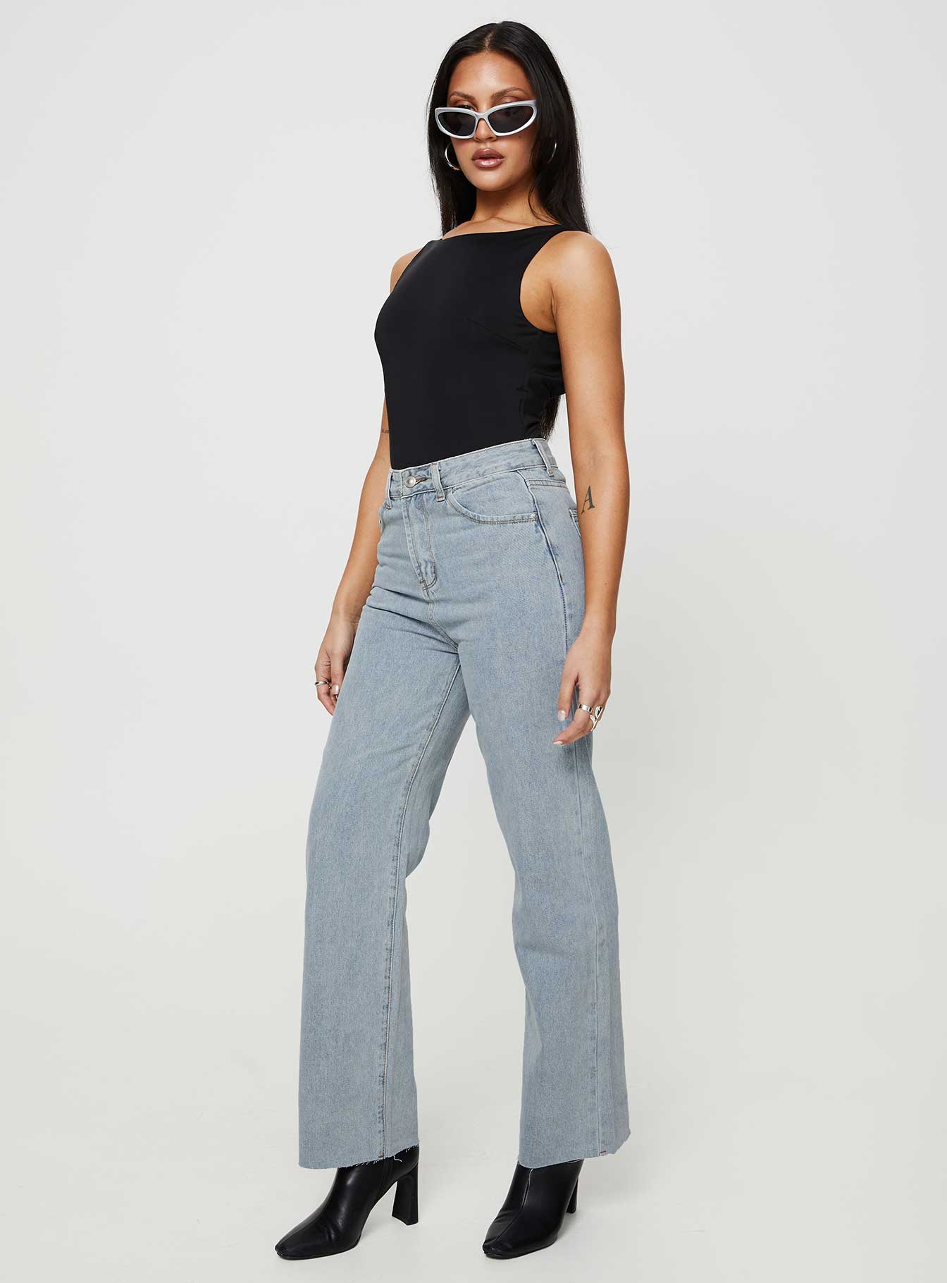 Kalinda High Rise Straight Leg Jeans Blue