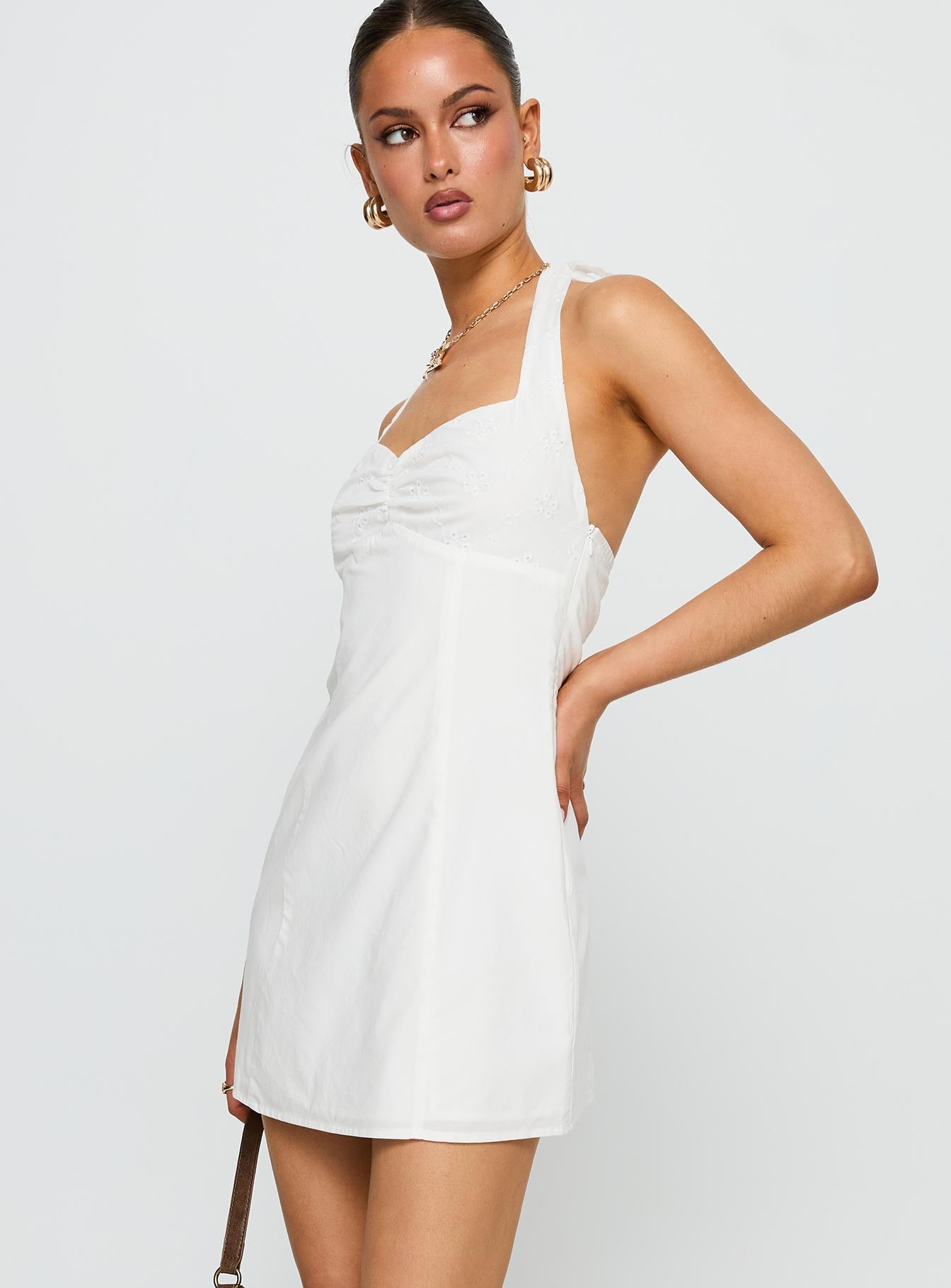 Journey On Halter Mini Dress White