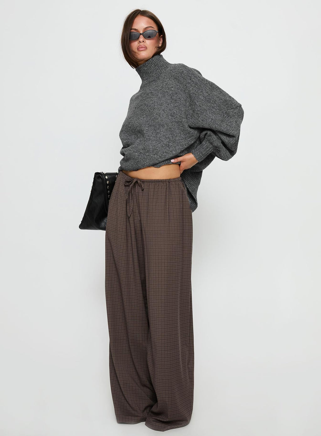 Bungala Oversized Relaxed Pant Brown Check