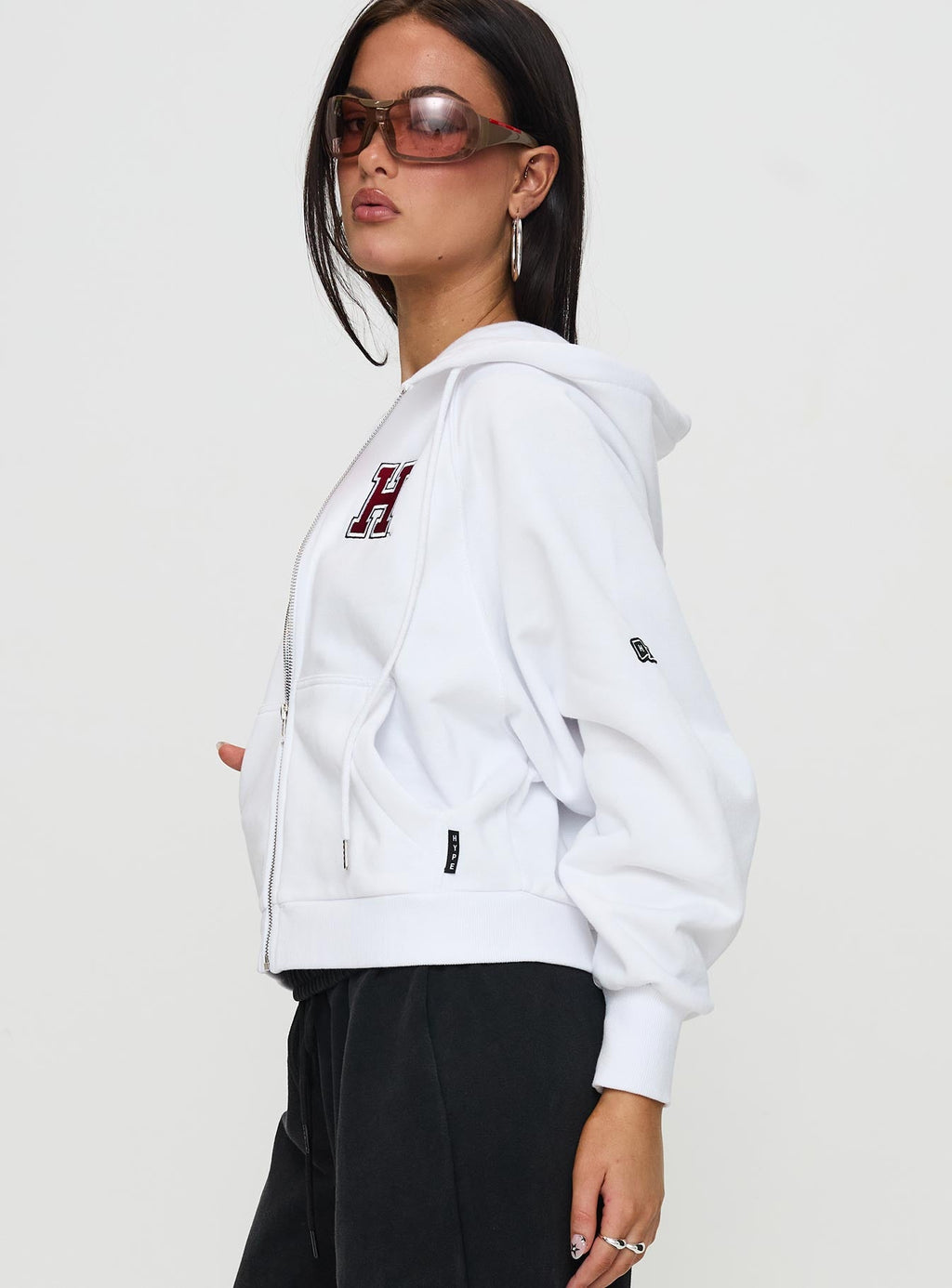 Harvard Raglan Zip Up White / Red