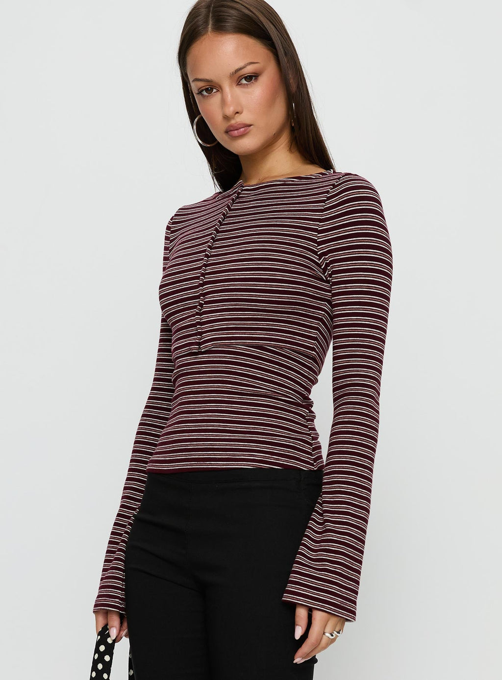 Spence Layered Cardigan Top Multi Stripe