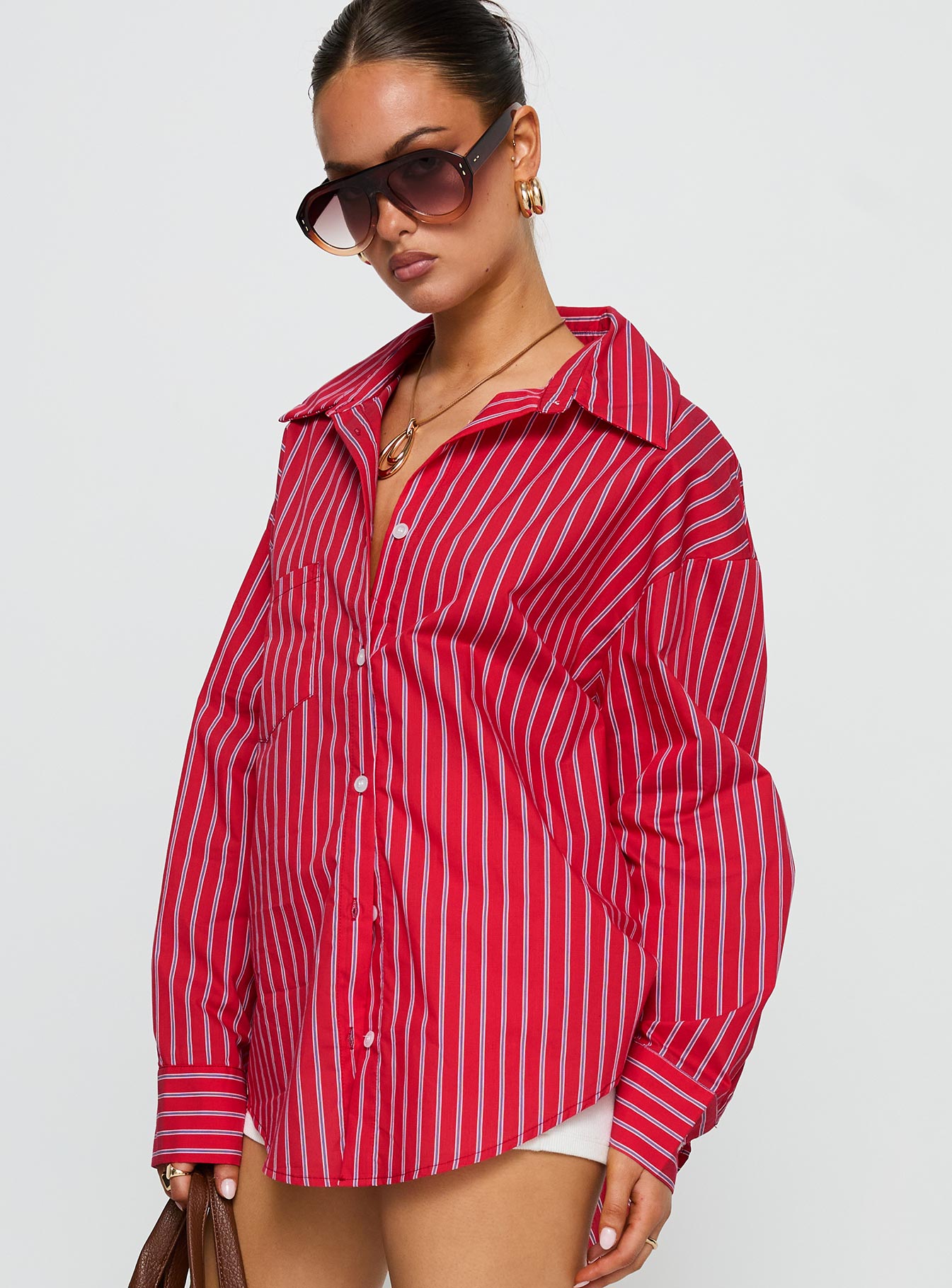 Kodhi Oversized Long Sleeve Top Red Stripe