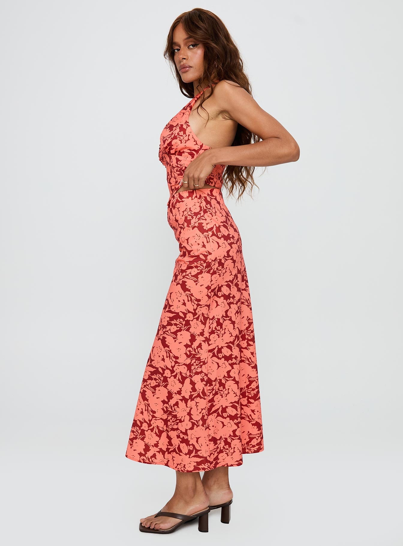Casablanca Maxi Skirt Red Floral
