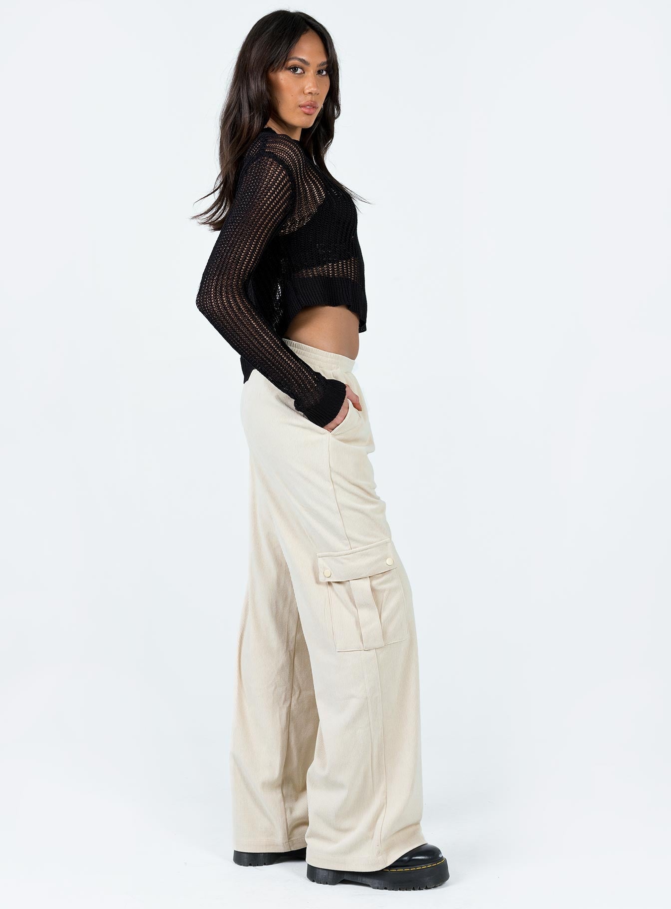 Lista Cord Elastic Pocket Pants Beige