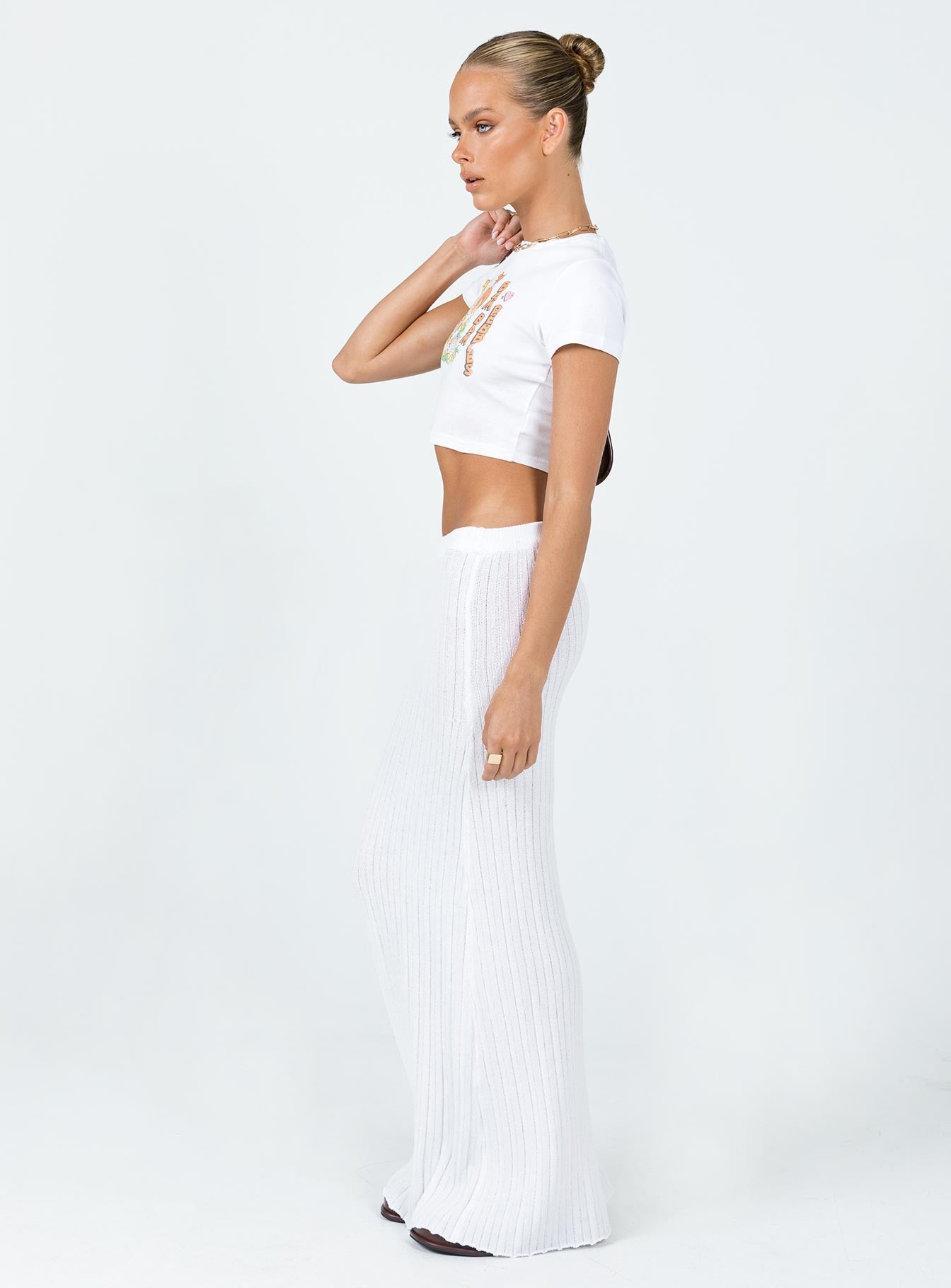 Belle Knit Maxi Skirt White