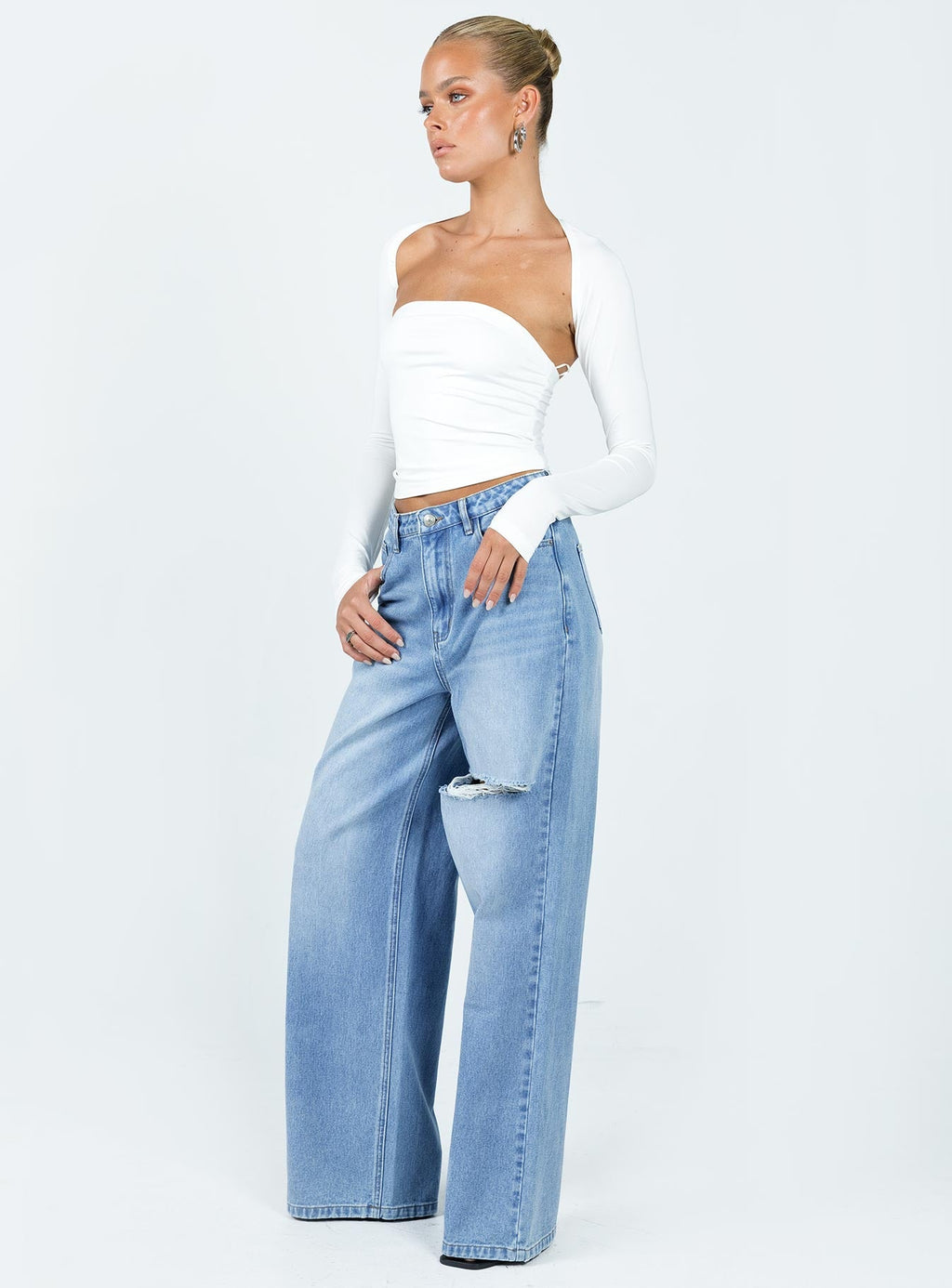 Beale Wide Leg Jeans Mid Wash Denim
