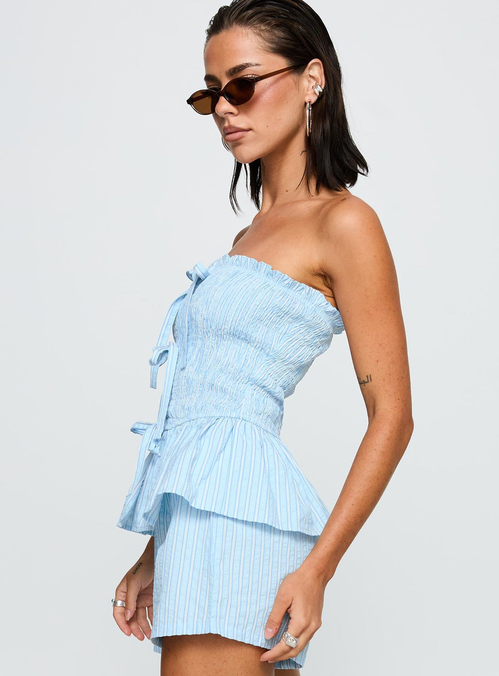 Saskea Strapless Top Blue