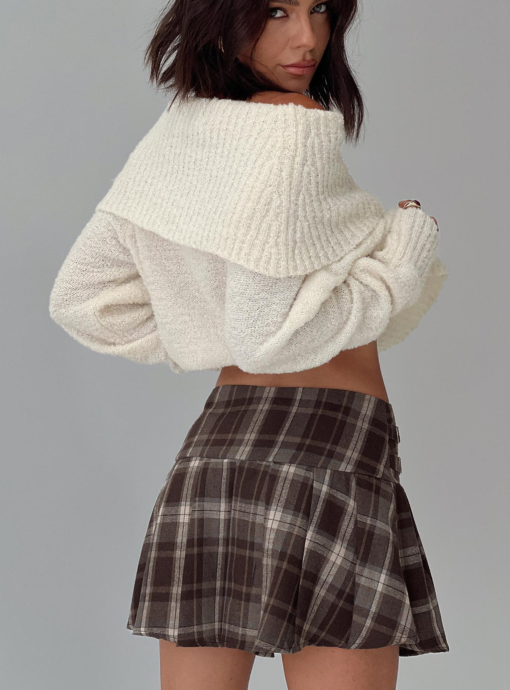 Parkley Boucle Off The Shoulder Sweater Cream