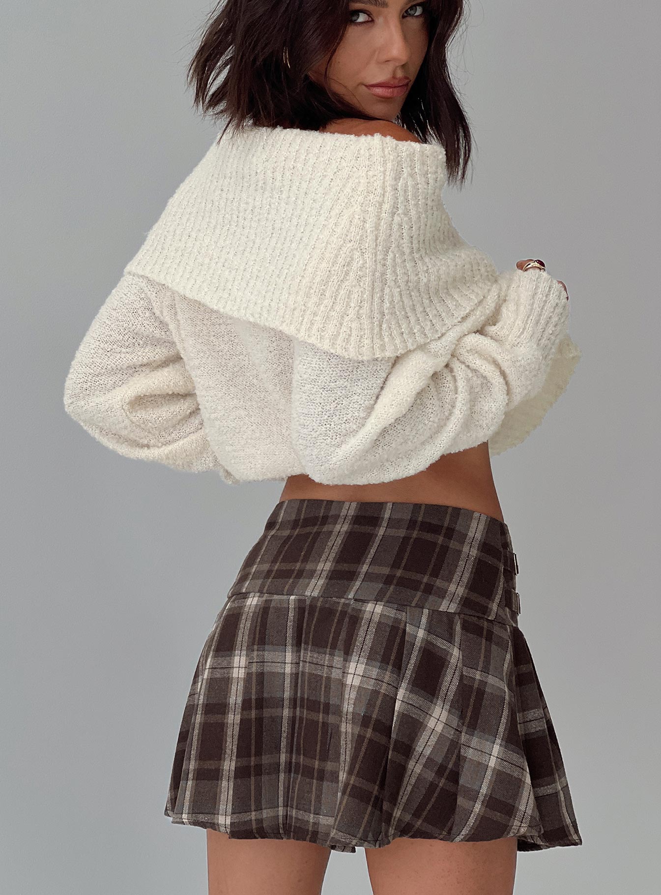 Parkley Boucle Off The Shoulder Sweater Cream