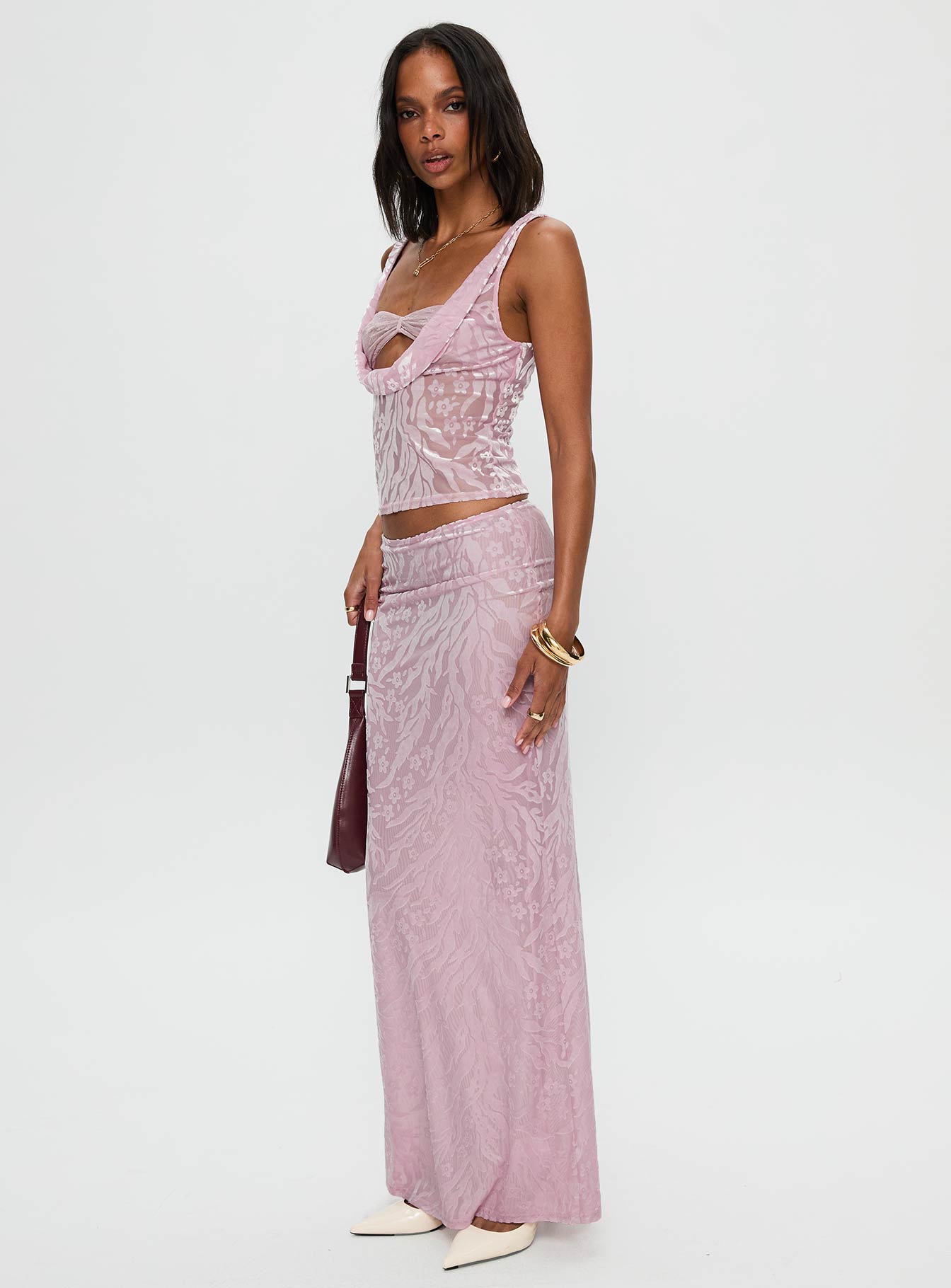 Kalei Maxi Skirt Pink Floral
