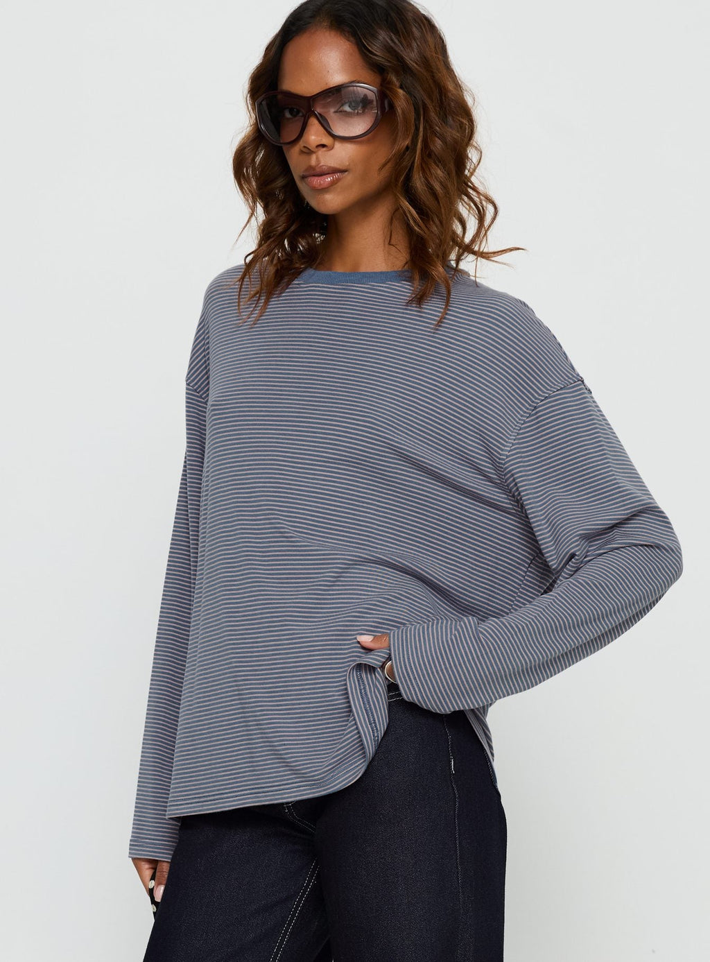 Avriana Long Sleeve Top Blue Stripe