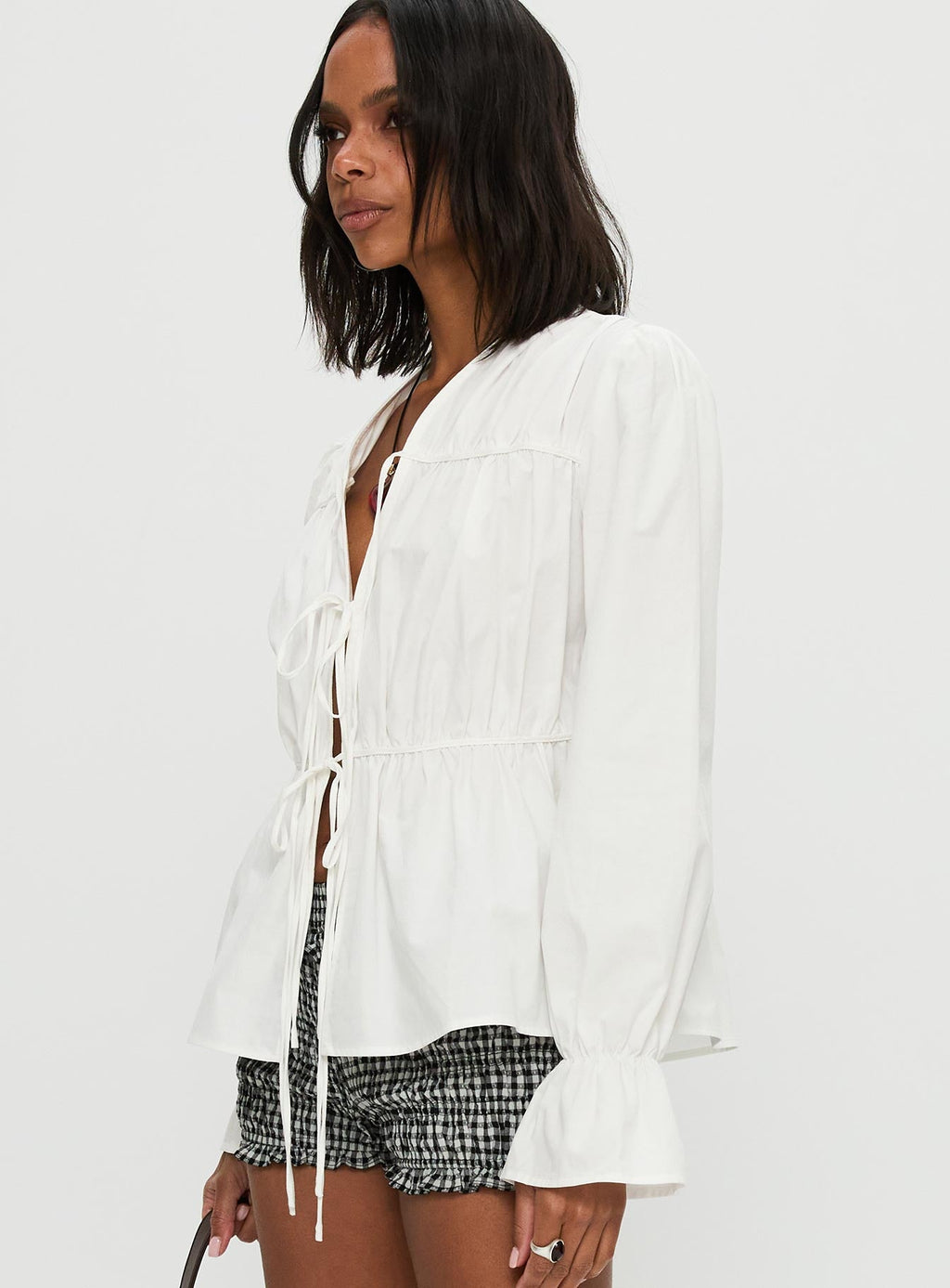 Scarlotte Bow Tie Top White