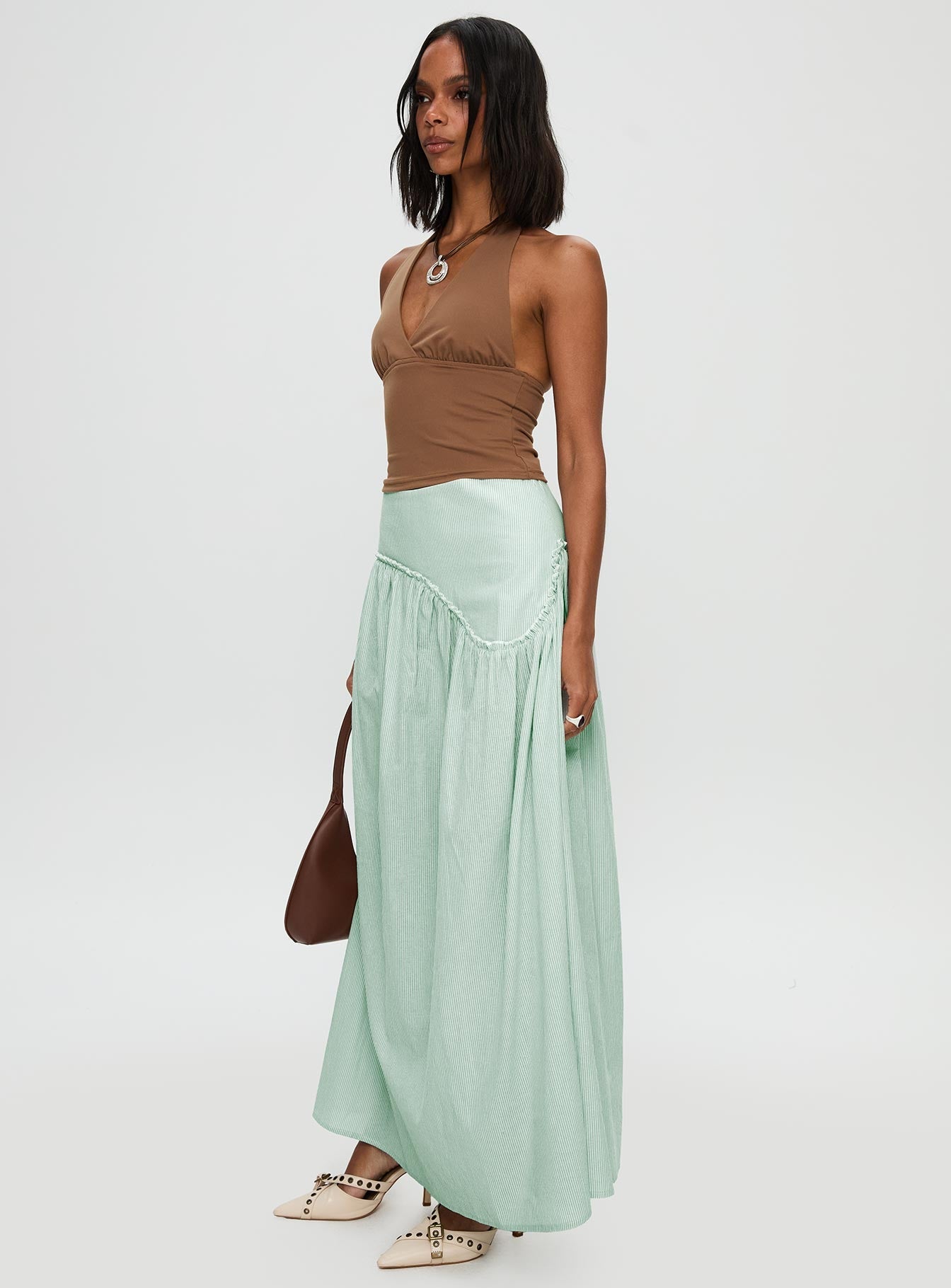 Yasemine Maxi Skirt Green / White