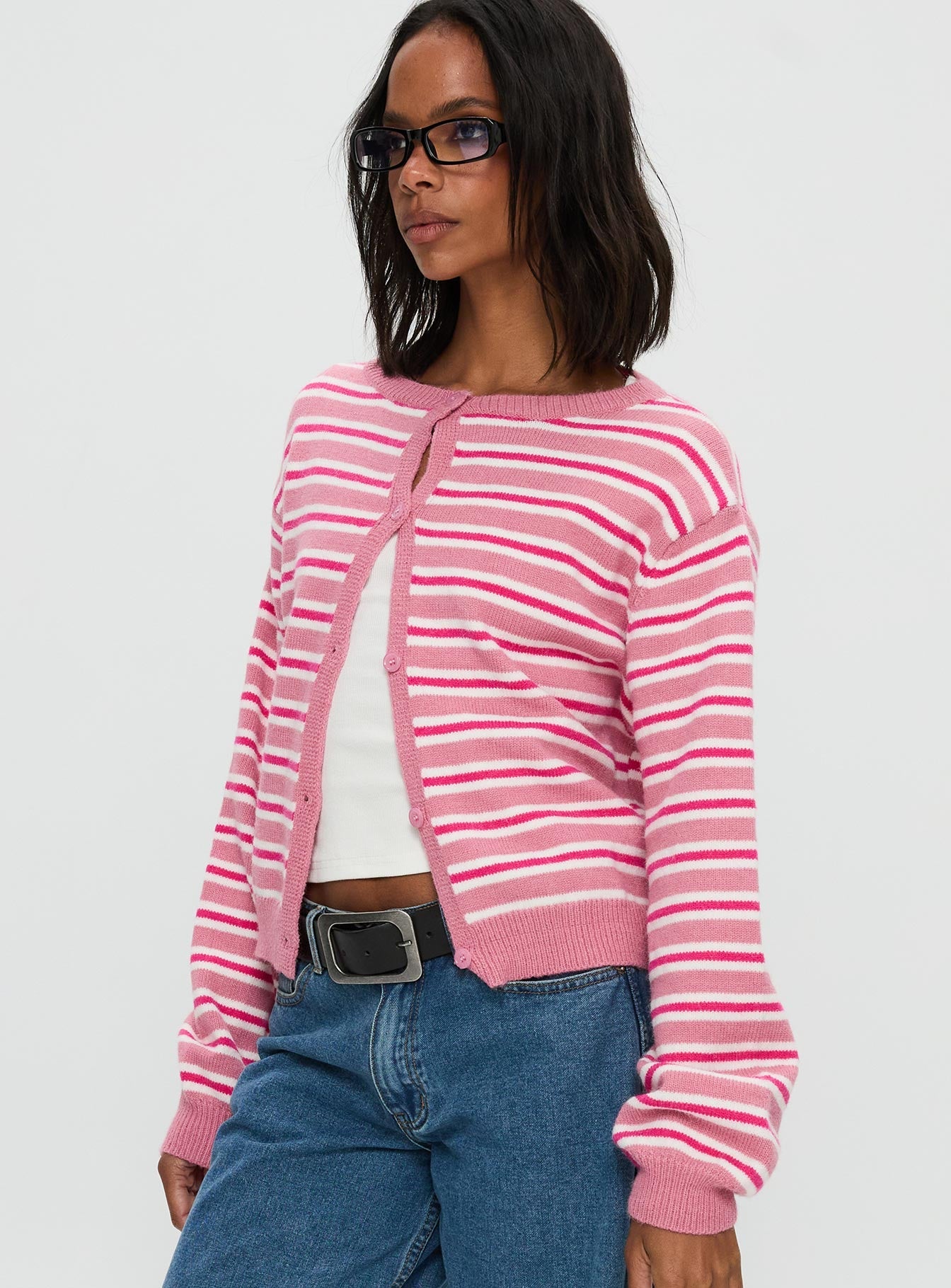 Heavenly Dream Cardigan Pink Stripe