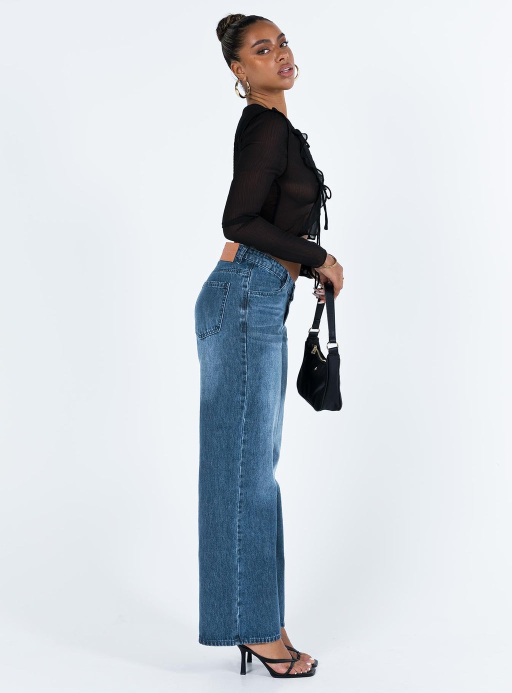 Karol V-waist Wide Leg Jeans Dark Wash Denim