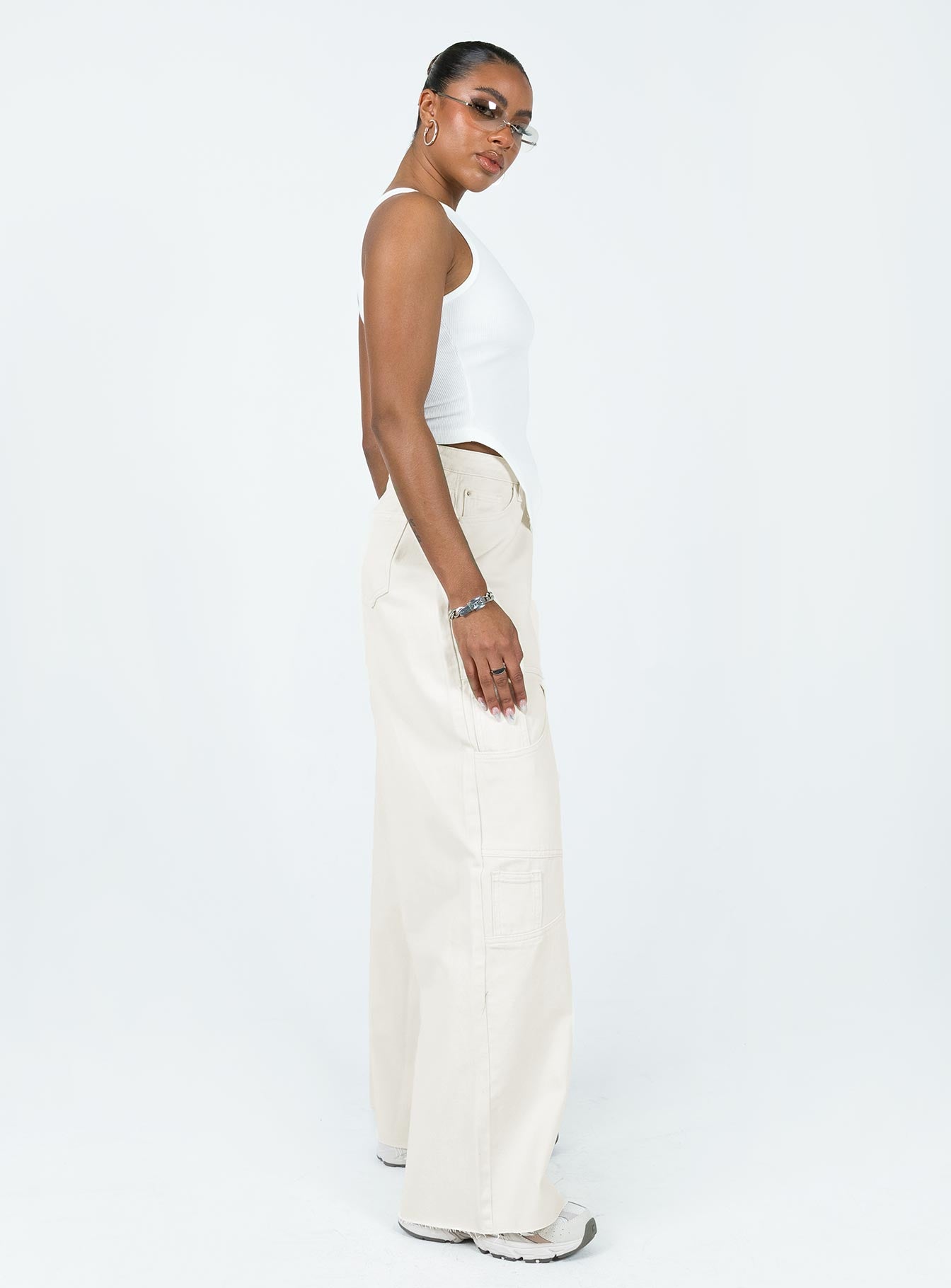 Meyer Wide Leg Jeans Beige