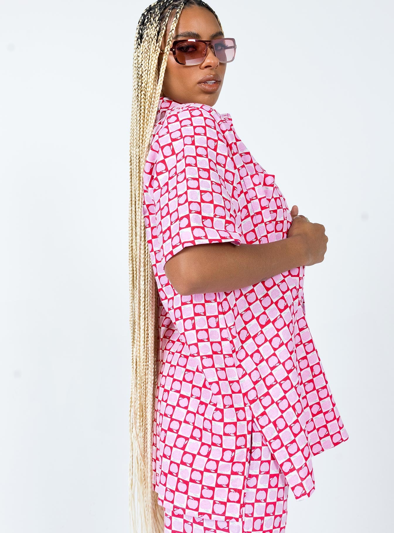 Motel Michita Shirt Apple Check Blush Red