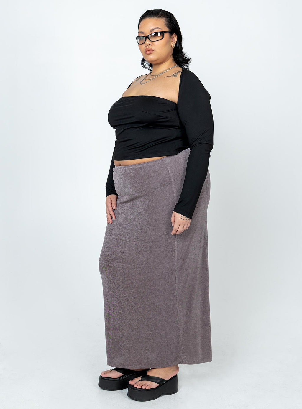 Harriette Maxi Skirt Slate Grey Curve